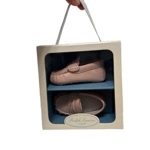 Brand New Ralph Lauren Lambskin Darmouth Leather Layette Pink Infant